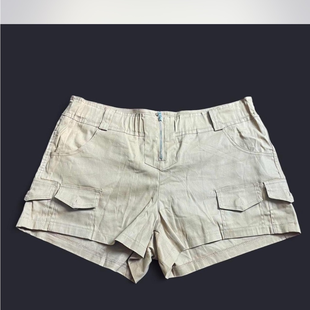 Tan Cargo Shorts with Casual Flat Front